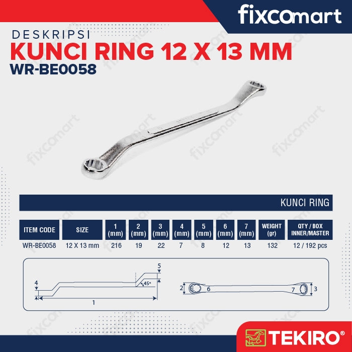 Tekiro Kunci Ring 12x13 mm