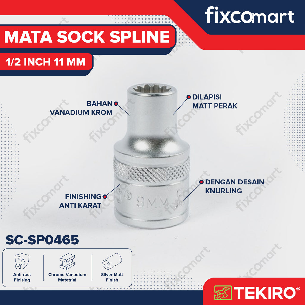 Tekiro Mata Sock Spline 1/2 Inch 11 mm / Tekiro Spline Socket