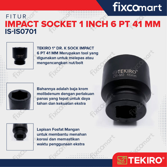 Tekiro Impact Socket 1 inch 6 PT 41 mm / mata sock impact