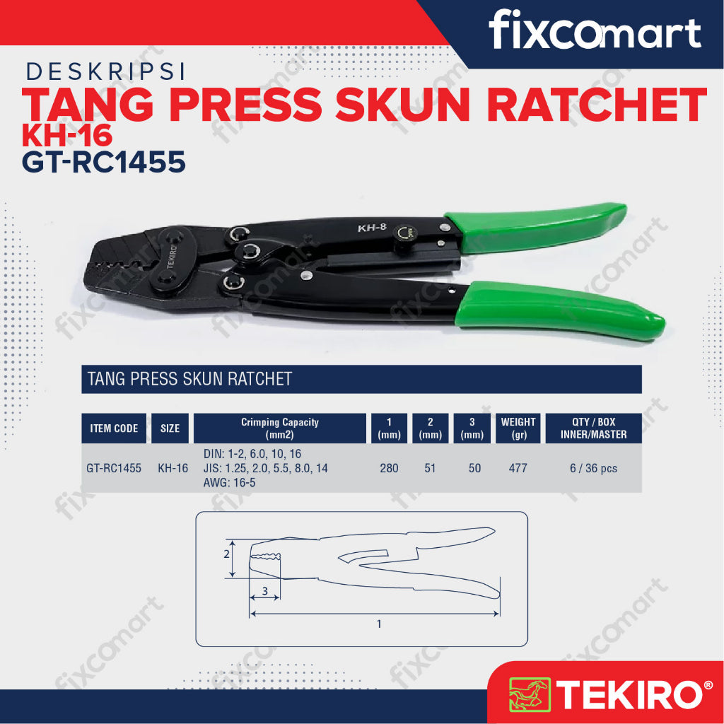 Tekiro Tang Crimping Kh-16 / Ratchet Crimping Press