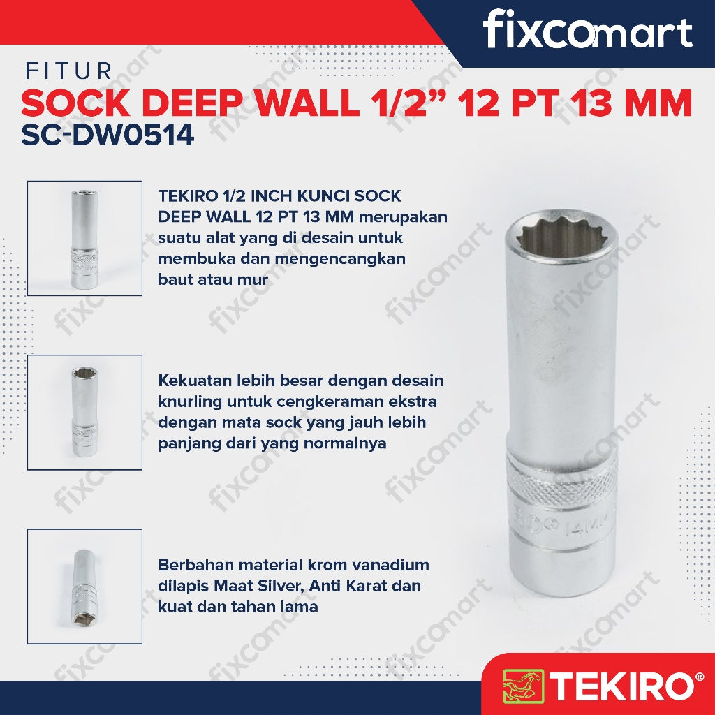 Tekiro Mata Sock Deep Wall 1/2 Inch 12PT 13 mm