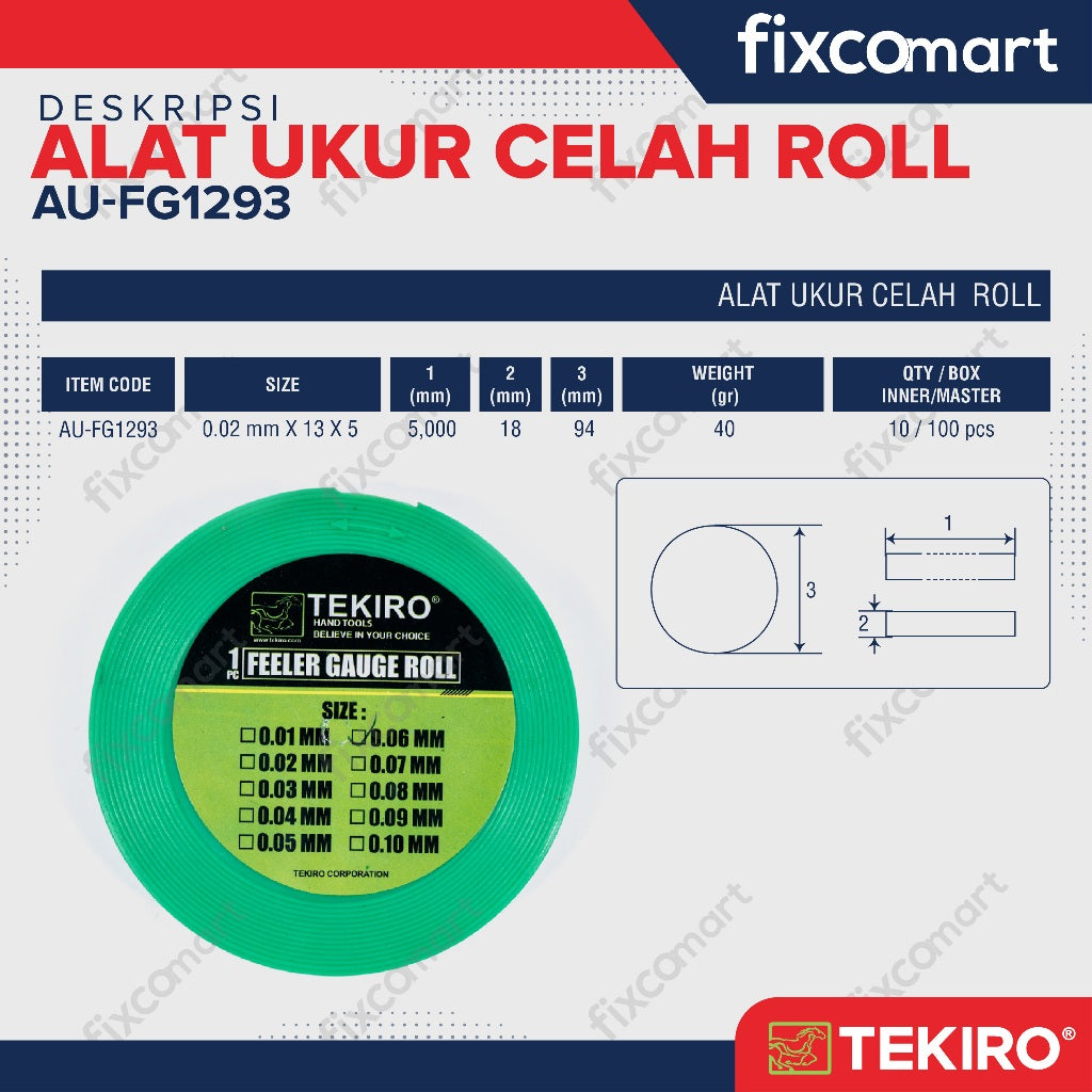 Tekiro Feeler Gauge Roll 0.02 Mm X 13 X 5 / Kaliper Celah