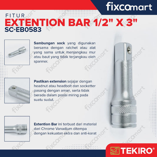 Tekiro Extention Bar 1/2 X 3 Inch / Tekiro Sambungan Mata Sock