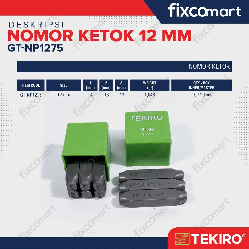 Tekiro Nomor Ketok 12 Mm / Tekiro Punch Number FIXCOMART
