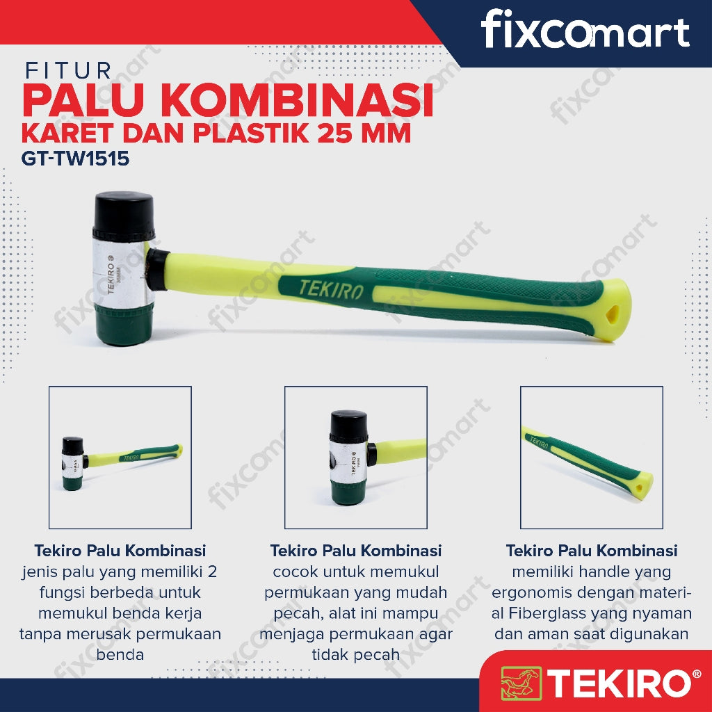 Tekiro Palu Kombinasi 25 Mm / Palu Plastik / Palu Karet