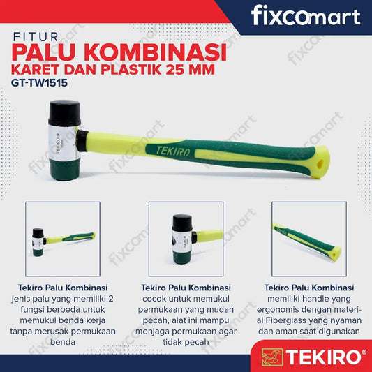 Tekiro Palu Kombinasi 25 Mm / Palu Plastik / Palu Karet FIXCOMART