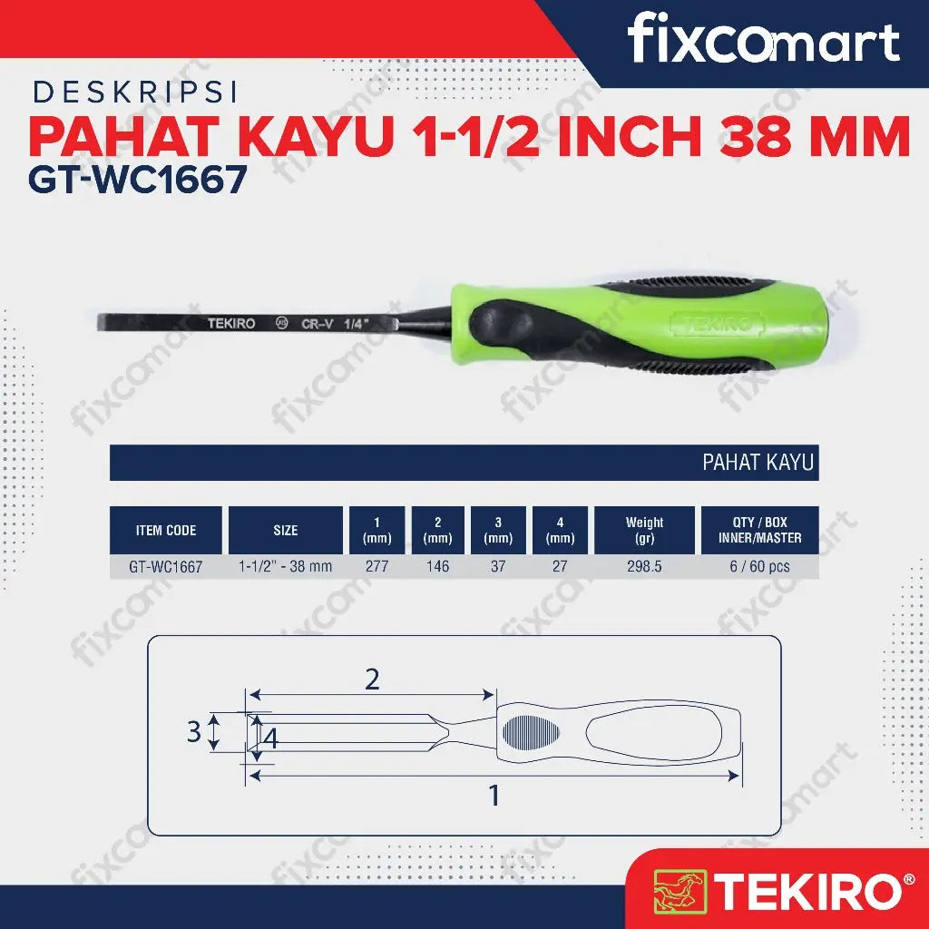 Tekiro Pahat Kayu 1 1/2 Inch / Pahat 38 Mm / Wood Chisel FIXCOMART
