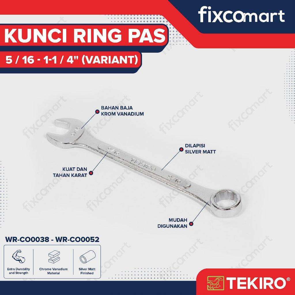 Tekiro Kunci Ring Pas 5/8 Inch / Tekiro Kunci Pas Ring Inch