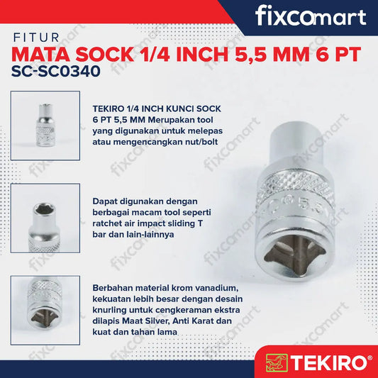 Tekiro Socket 1/4" 5.5 mm / Mata Socket 1/4 Inch FIXCOMART