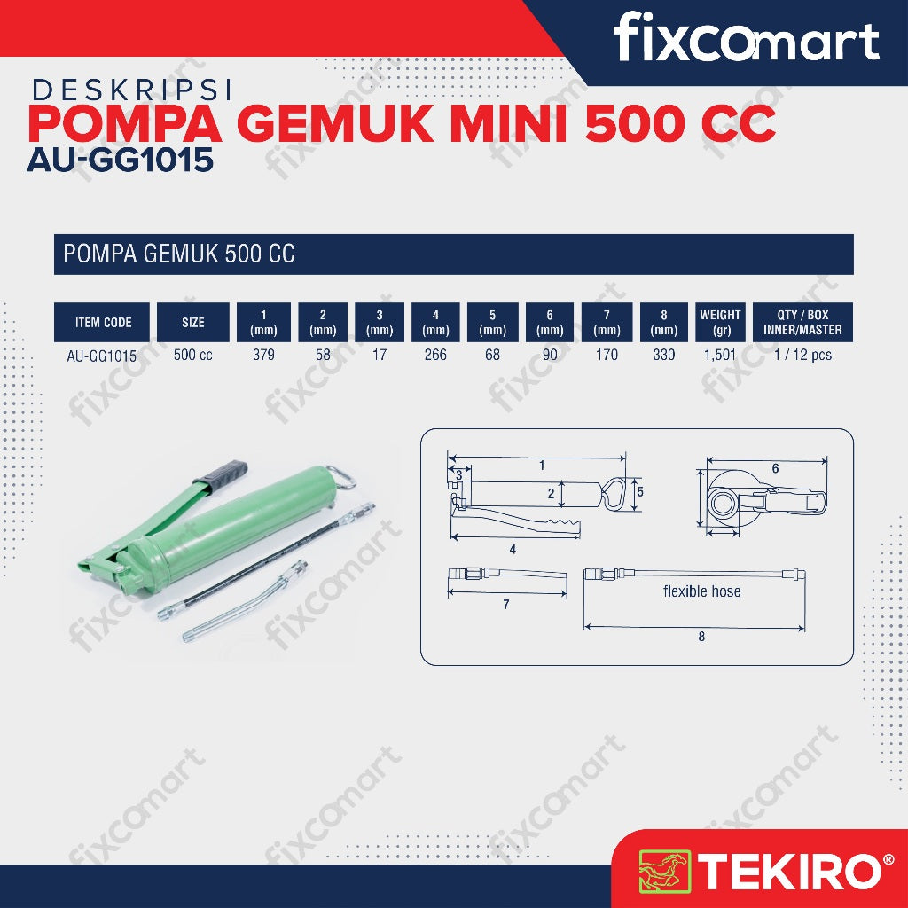 Tekiro Pompa Gemuk Tangan 500 Cc / Tekiro Hand Grease Gun