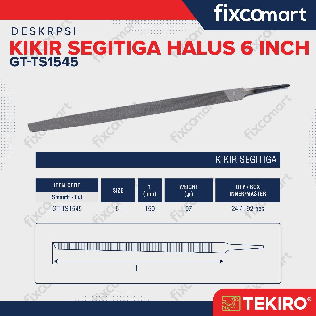 TEKIRO KIKIR SEGITIGA HALUS 6 INCH /KIKIR SEGITIGA HALUS 6"