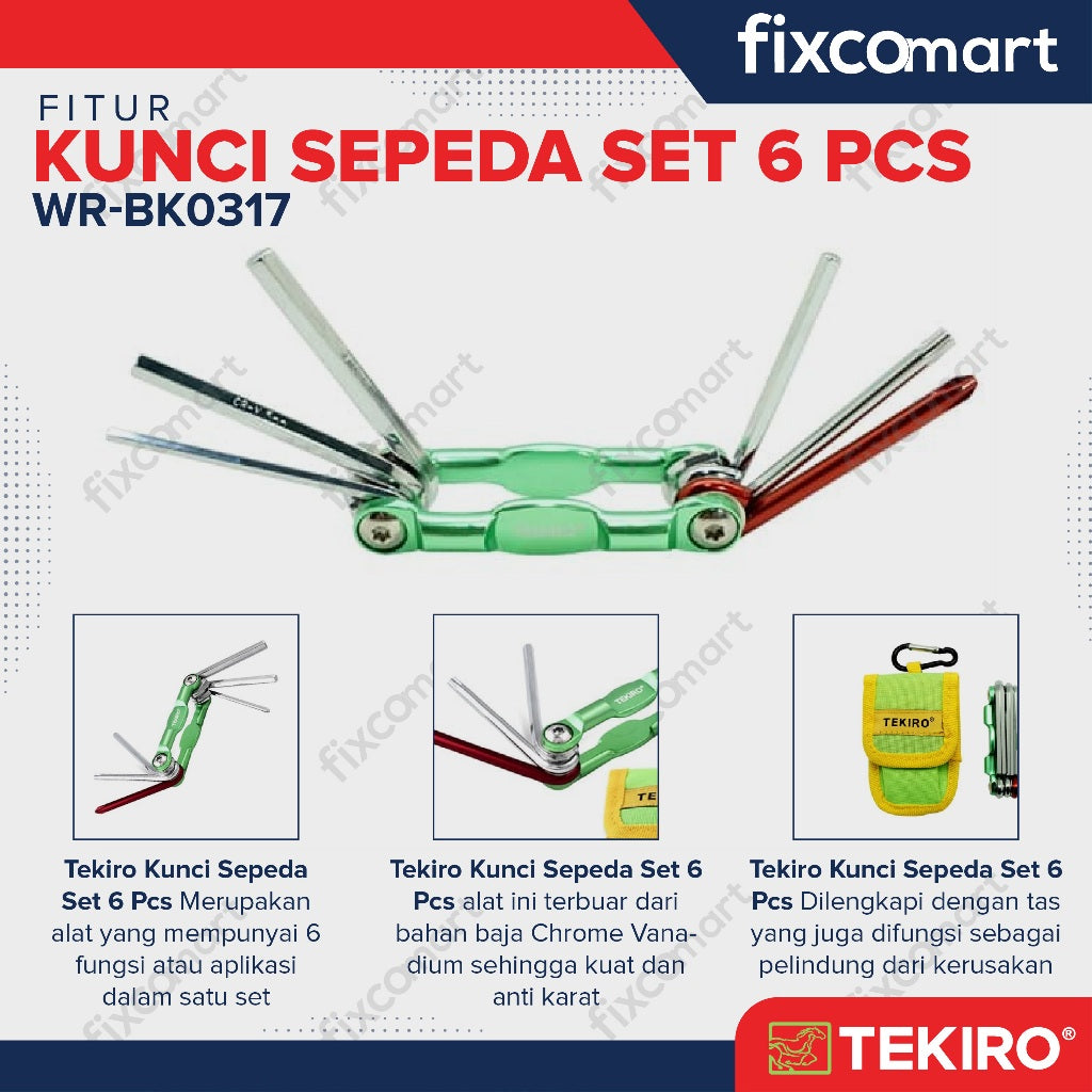 Tekiro Kunci Sepeda Lipat Set 6 Pcs / Tekiro Bike Toolkit