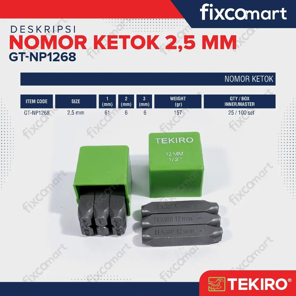 Nomor Ketok Tekiro 2.5 mm / Ketok Nomor Tekiro FIXCOMART