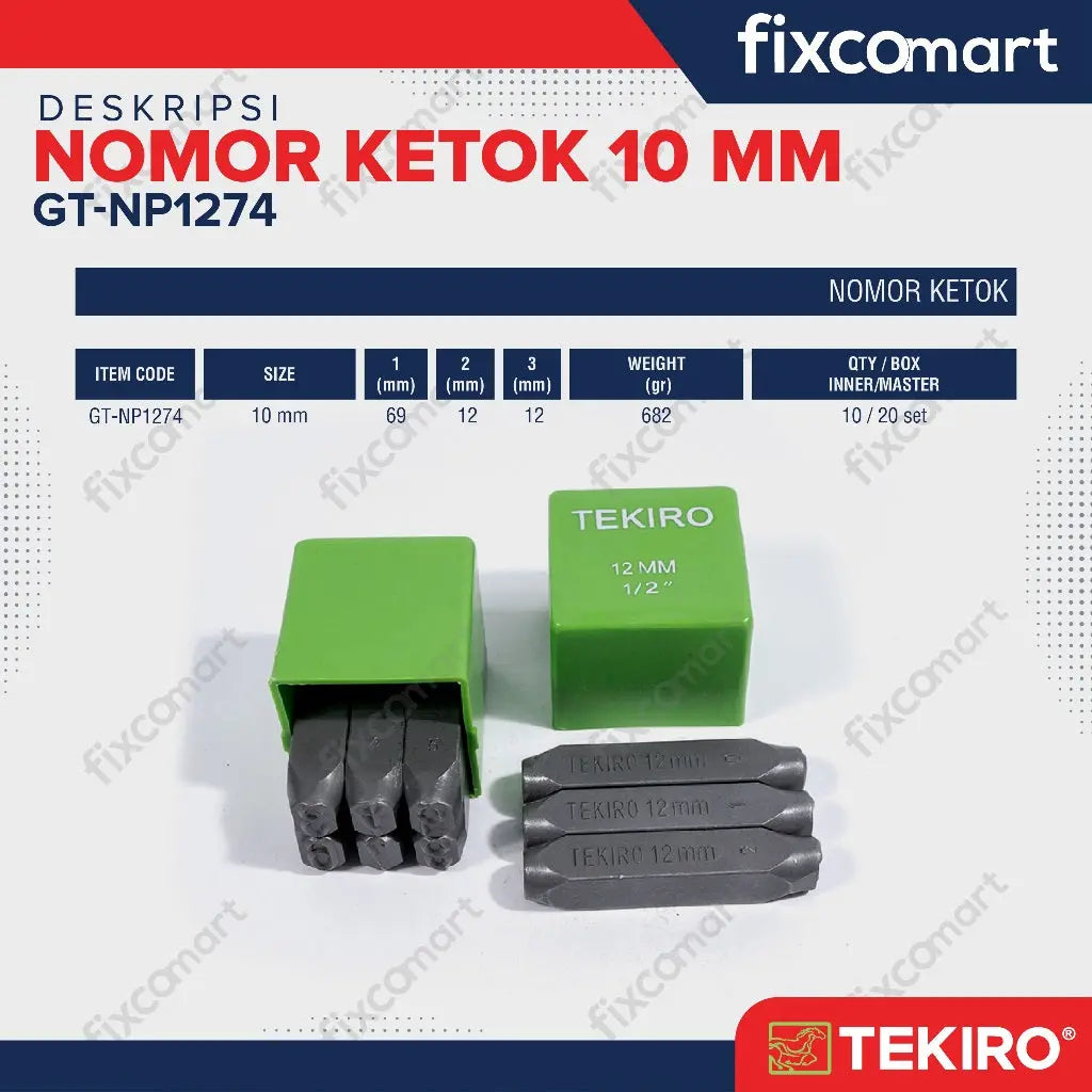 TEKIRO Nomer Ketok 10 mm / Tekiro Angka Ketok 10 mm FIXCOMART