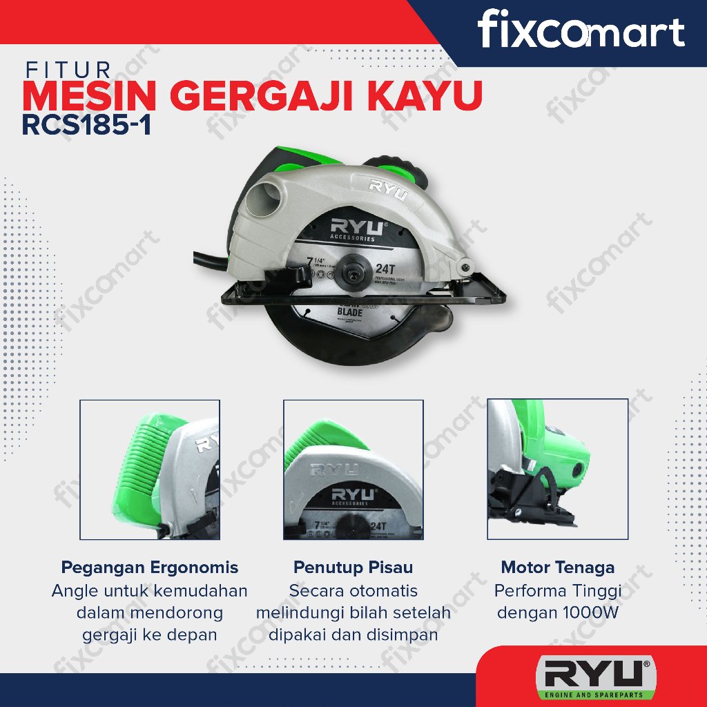 Ryu Mesin Serut Rpl 82-1 A + Ryu Gergaji Kayu Rcs 185-1