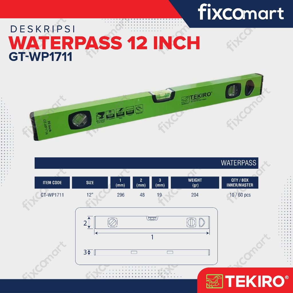 Tekiro Waterpass 12 Inch