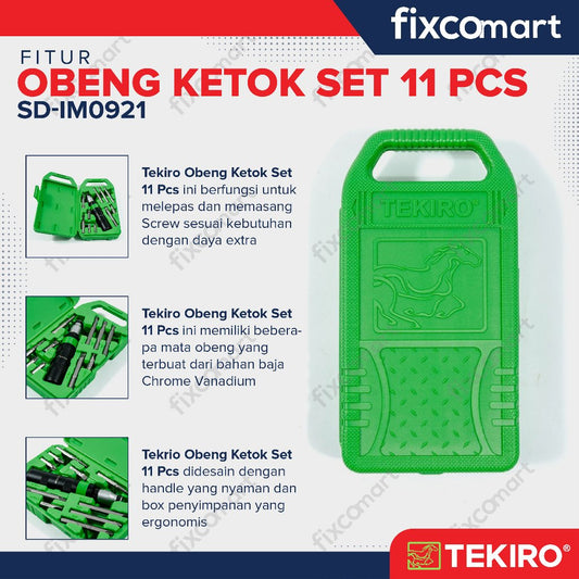 Tekiro Obeng Ketok Set 11 Pcs / Tekiro Impact Driver 11 Pcs