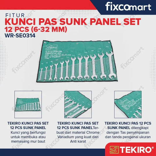 Tekiro Kunci Pas Set Sunk Panel 12 Pcs (6-32 mm) FIXCOMART