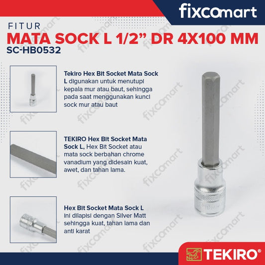Tekiro Hex Bit Socket 1/2" (4x100 mm) / Mata Sock L