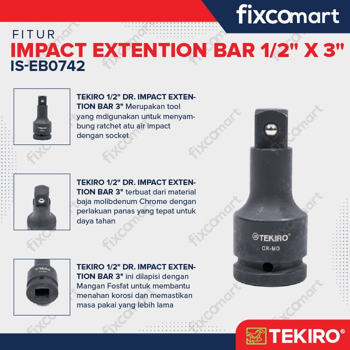 Tekiro Sambungan Sock Impact 1-2 X 3 Inch / Tekiro Extention Bar