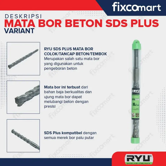 RYU Mata Bor SDS Plus / Beton / Tembok 5.0 - 20.0 mm FIXCOMART