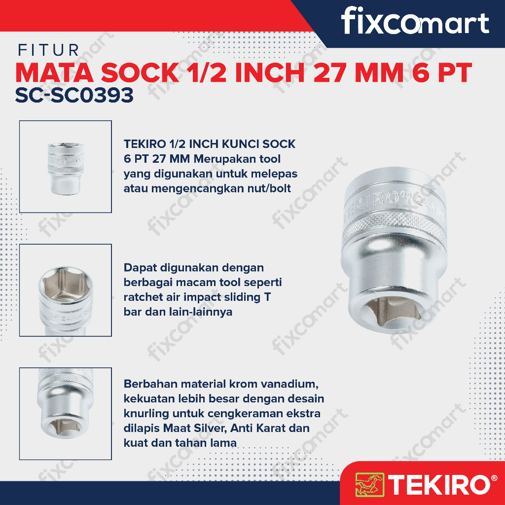 Tekiro Mata Sock 1/2 Inch 27 mm 6PT