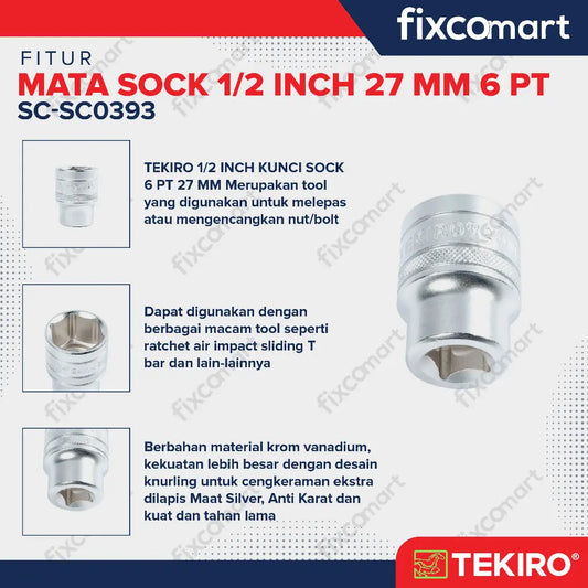 Tekiro Mata Sock 1/2 Inch 27 mm 6PT FIXCOMART