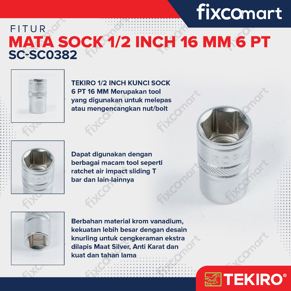 Tekiro Mata Sock 1/2 Inch 16 mm 6PT