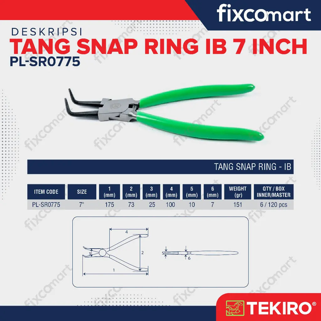 Tekiro Tang Snap Ring IB 7 Inch FIXCOMART