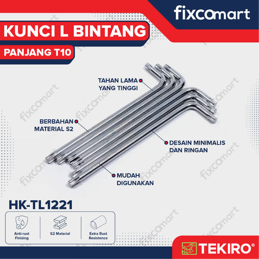Tekiro Kunci L Bintang Panjang T10 / Tekiro Torx Key Long
