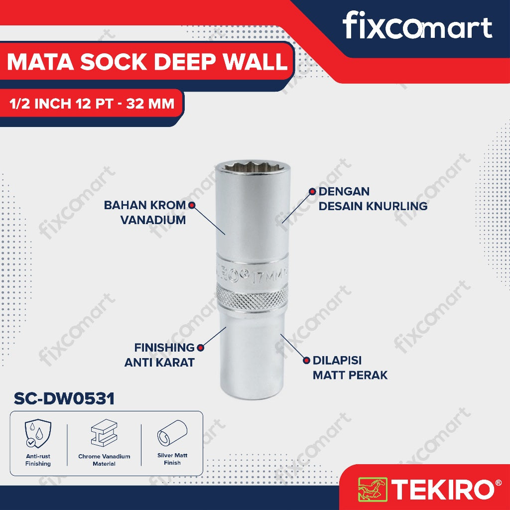 Tekiro Mata Sock Deep Wall 1/2 Inch 12PT 32 mm