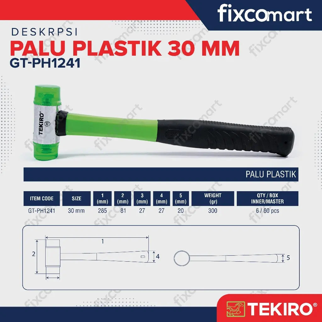 Tekiro Double Plastic Hammer / Tekiro Palu Plastik 30 Mm FIXCOMART