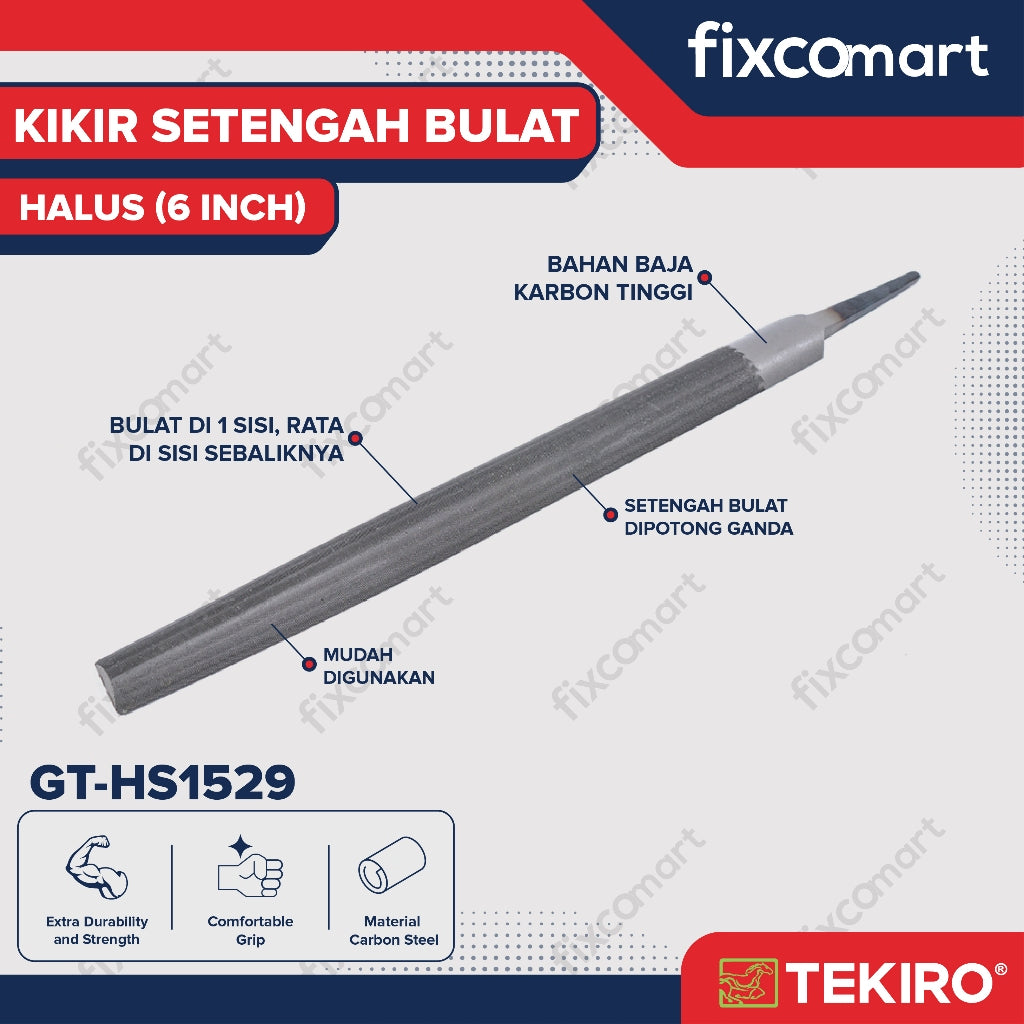 Tekiro Kikir Setengah Bulat Halus 6 Inch / Half-Round Files