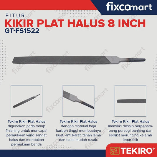 Tekiro Kikir Plat Halus 8 Inch / Plat Files FIXCOMART