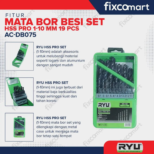 Ryu Hss Pro / Ryu Mata Bor Besi Set 1-10 Mm 19 Pcs FIXCOMART