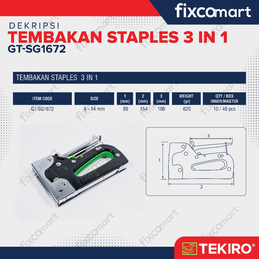 Tekiro Staples Gun Tracker / Tekiro Tembakan Staples 3 in 1 Standar 6-14 Mm