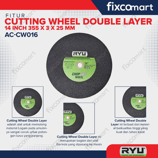 Ryu Chop Saw Wheel Double Layer / Ryu Mata Potong Besi 14 Inch