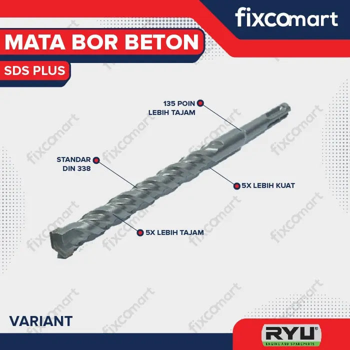 RYU Mata Bor SDS Plus / Beton / Tembok 5.0 - 20.0 mm FIXCOMART