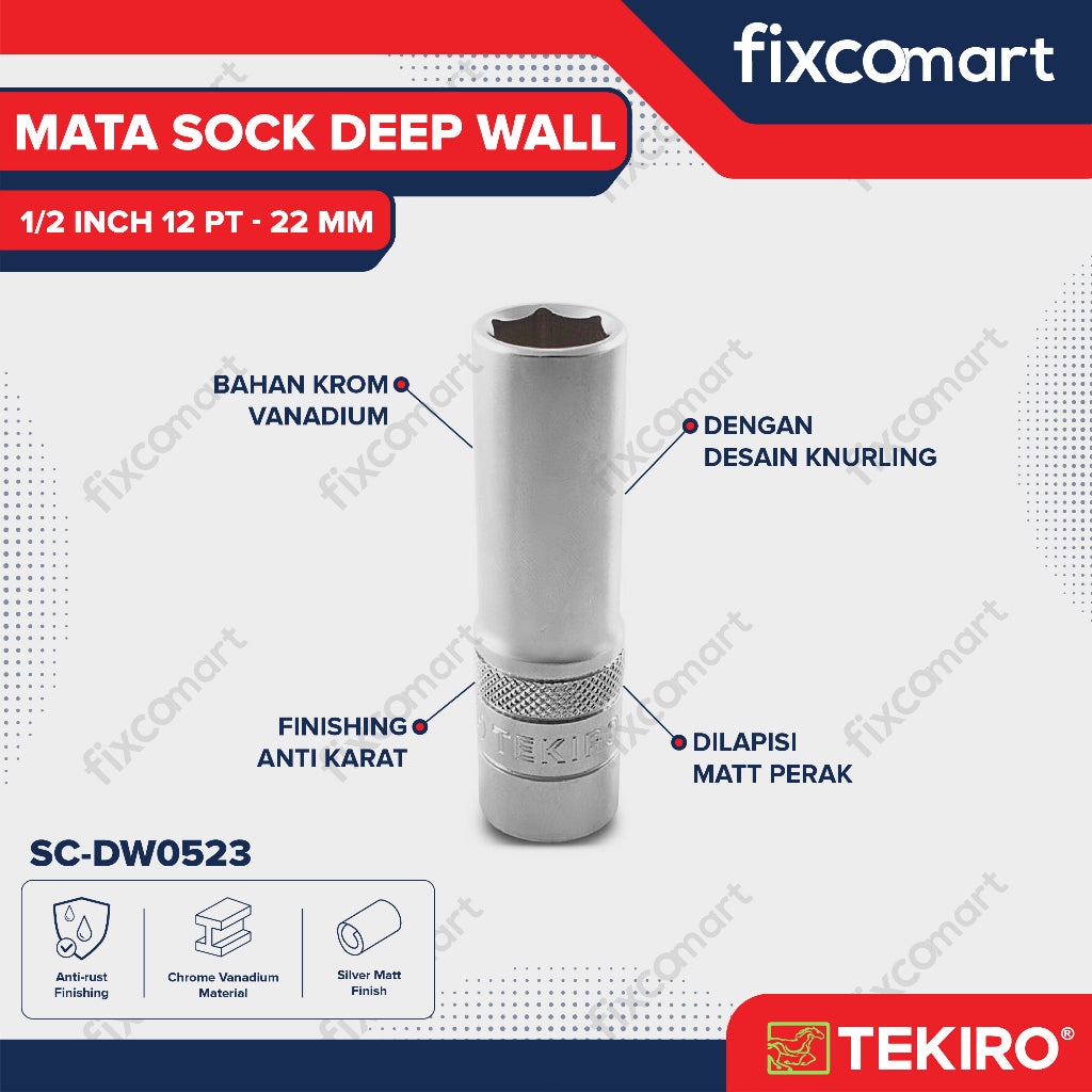 Tekiro Mata Sock Deep Wall 1/2 Inch 12PT 22 mm