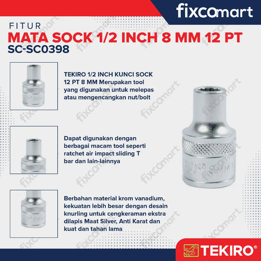 Tekiro Socket 1/2" 8 mm / Mata Socket / 12 PT FIXCOMART