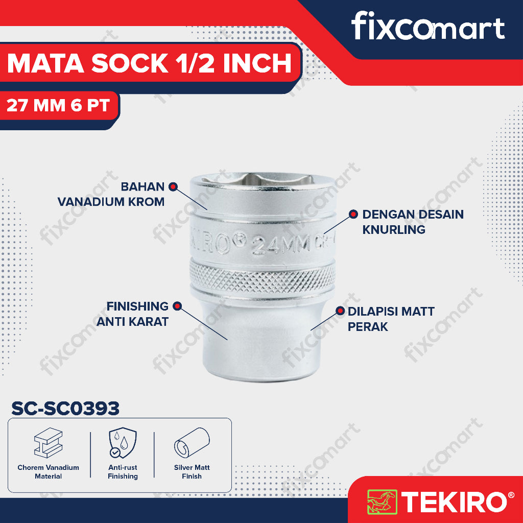 Tekiro Mata Sock 1/2 Inch 27 mm 6PT