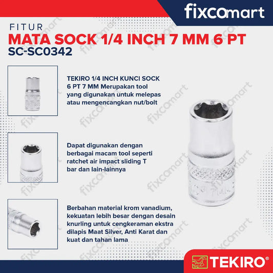 Tekiro Socket 1/4" 7 mm / Mata Socket 1/4 Inch FIXCOMART