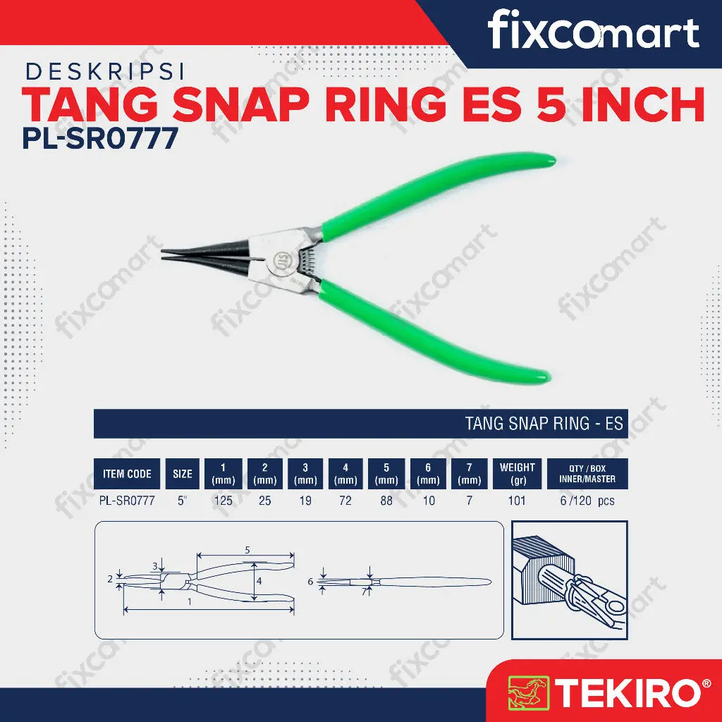 Tekiro Tang Snap Ring Es 5 Inch / Tekiro Tang Snap Ring Buka Lurus FIXCOMART
