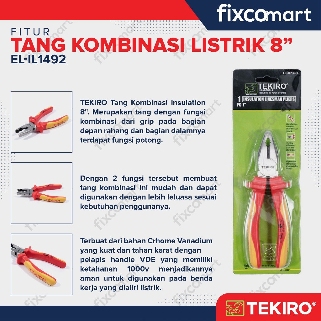 Tekiro Tang Kombinasi Listrik 8 Inch / Tekiro Tang Elektrik