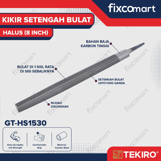 Tekiro Half Round Files Smooth Cut 8" / Kikir Setengah Bulat Halus