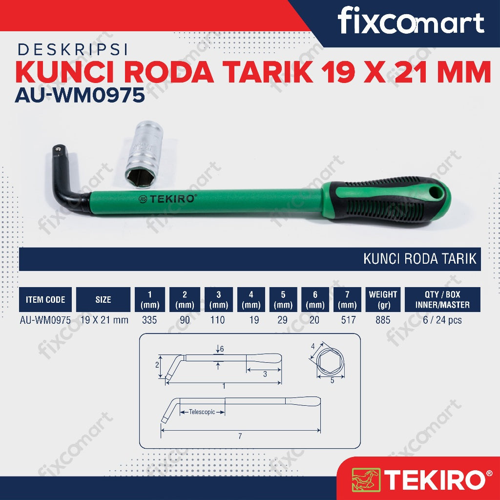 Tekiro Kunci Roda Tarik 19 X 21 Mm