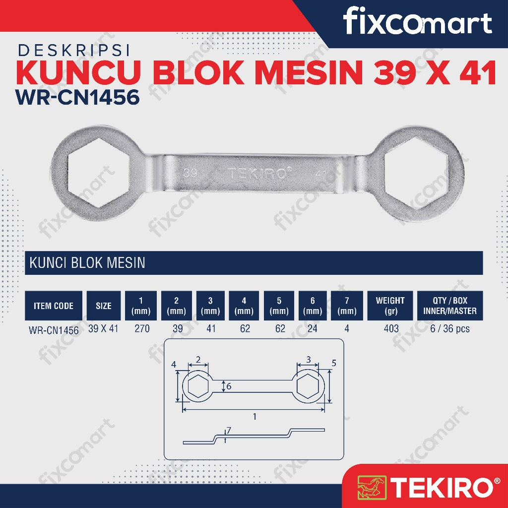 Tekiro Kunci Blok Mesin 39 X 41 mm