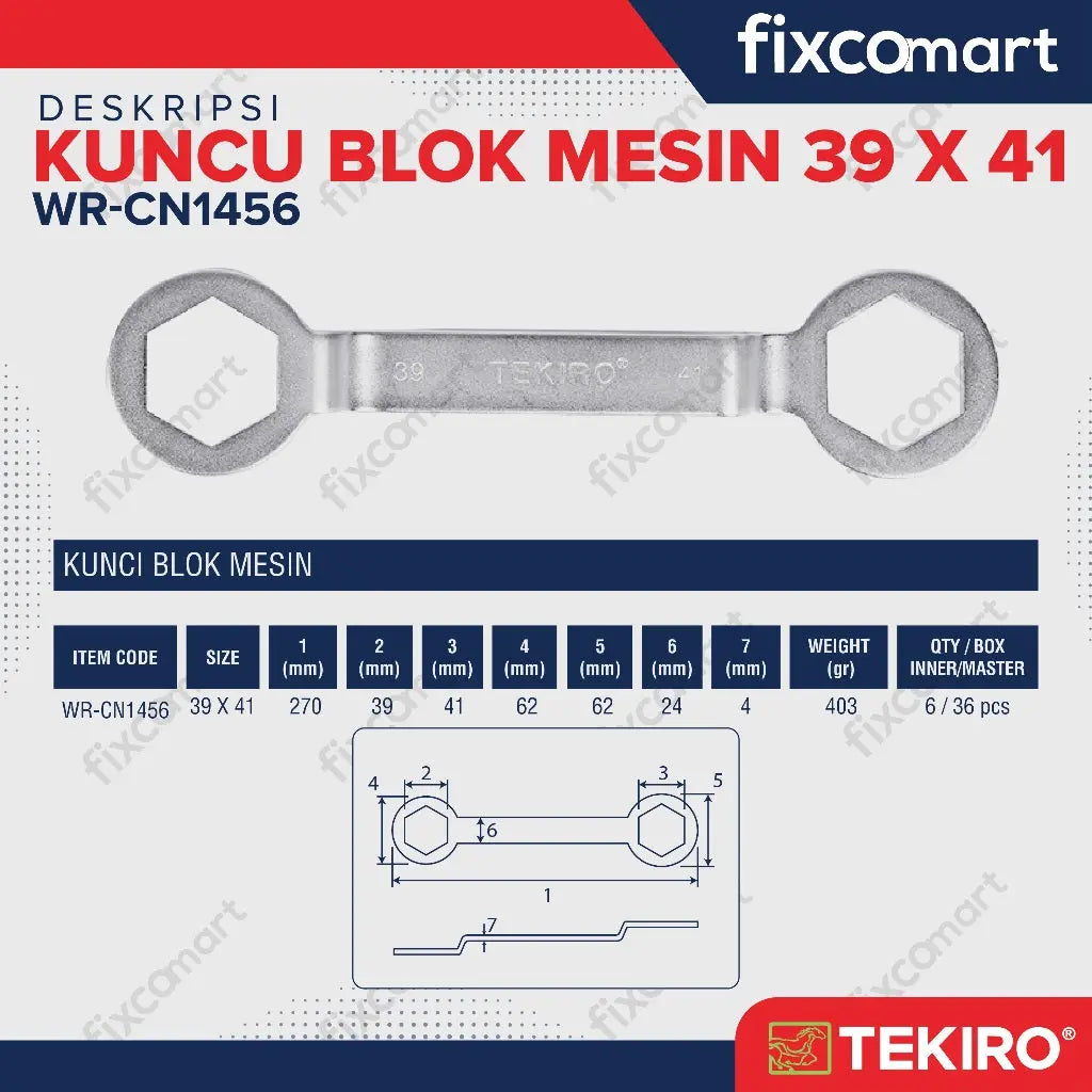 Tekiro Kunci Blok Mesin 39 X 41 mm FIXCOMART