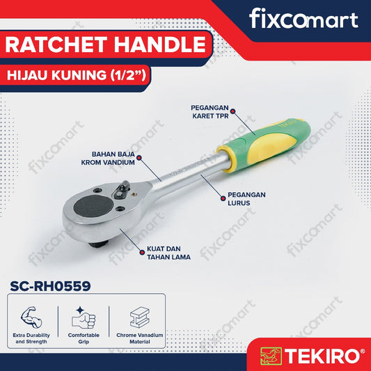 Tekiro Ratchet Handle 1/2 X 10 Inch (Hijau Kuning) / Tekiro Gagang Ratchet