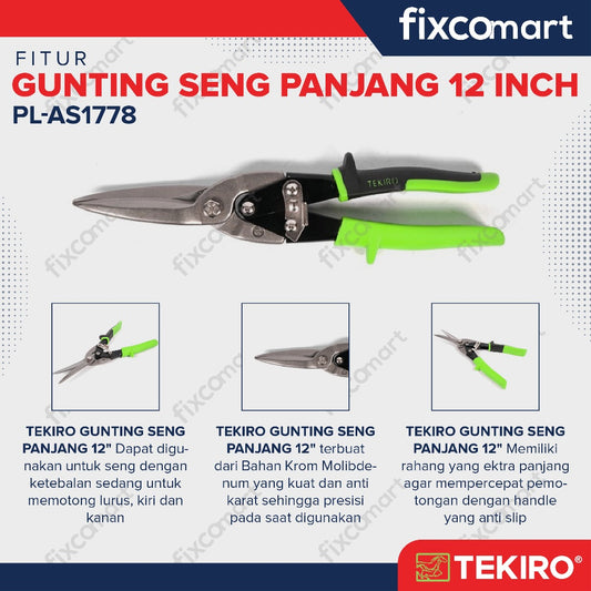 Tekiro Aviation Snips Long Pliers / Gunting Seng Tipe Panjang 12 Inch